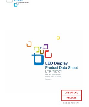 PDF Document Cover - LTP-757KY LED Dot Matrix Display Datasheet - 0.7-inch (17.22mm) Digit Height - Amber Yellow - English Technical Document