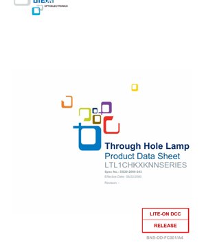 PDF Document Cover - LTL1CHKxKNN Series LED Lamp Datasheet - T-1 3mm Package - 2.0-2.4V Forward Voltage - 30mA Continuous Current - Hyper Red to Green Colors - English Technical Document