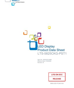 PDF Document Cover - LTS-5825CKG-PST1 LED Display Datasheet - 0.56-inch Digit Height - AlInGaP Green - 2.6V Forward Voltage - 25mA Continuous Current - English Technical Document