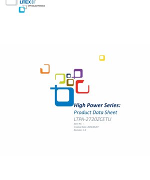 PDF Document Cover - LTPA-2720ZCETU LED Datasheet - 2.7x2.0mm Package - 3.2V Typ - 1.26W Max - Cyan Color - English Technical Document