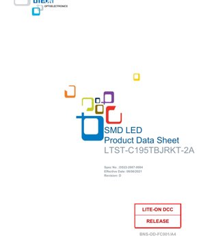 PDF Document Cover - Dual Color SMD LED LTST-C195TBJRKT-2A Datasheet - Package Dimensions - Blue 3.0V / Red 2.0V - 20mA/30mA - English Technical Document