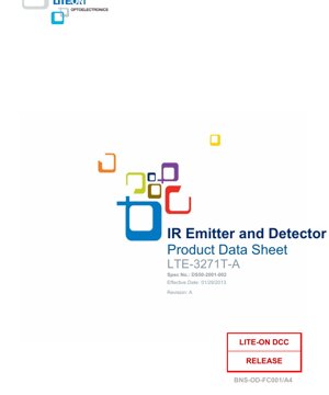 PDF Document Cover - Infrared LED Emitter LTE-3271T-A Datasheet - 940nm Wavelength - High Current & Low Vf - Water Clear Package - English Technical Document