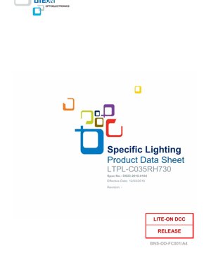 PDF Document Cover - LTPL-C035RH730 IR LED Datasheet - 3.5x3.5mm Package - 2.0V Typ - 1.96W Max - 730nm Peak Wavelength - English Technical Document