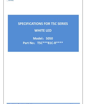 PDF Document Cover - T5C Series 5050 White LED Datasheet - Size 5.0x5.0x1.9mm - Voltage 25V - Power 4W - English Technical Document