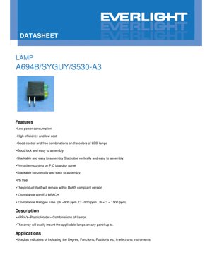 PDF Document Cover - LED Array Indicator Lamp A694B/SYGUY/S530-A3 Datasheet - English Technical Document