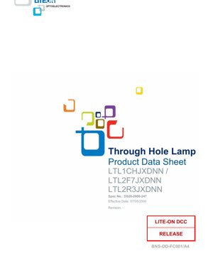 PDF Document Cover - Low Current Diffused LED Lamps LTL1CHJxDNN Series - Through Hole - 60/45 Degree Viewing Angle - 2mA Operation - 1.8-2.4V - 75mW - Red/Amber/Yellow/Green - English Datasheet