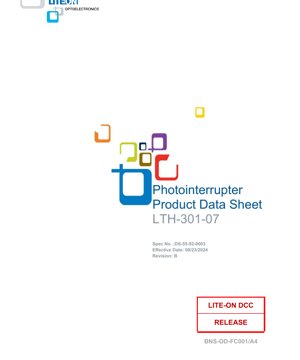PDF Document Cover - LTH-301-07 Photo Interrupter Datasheet - Slot Type - Dimensions 4.0x3.2x2.5mm - Forward Voltage 1.2V - Power Dissipation 80mW - English Technical Document