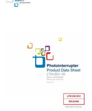PDF Document Cover - LTH-301-19 Photointerrupter Data Sheet - Non-Contact Switching - English Technical Document