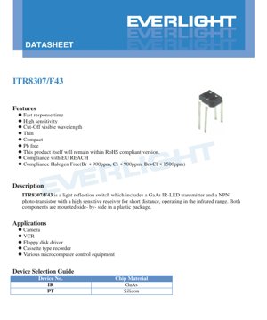 PDF Document Cover - ITR8307/F43 Reflective Optical Sensor Datasheet - Infrared LED & Phototransistor - English Technical Document