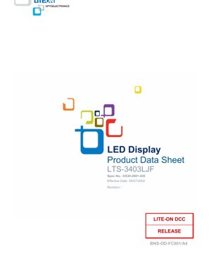 PDF Document Cover - LTS-3403LJF LED Display Datasheet - 0.8-inch Digit Height - Yellow Orange Color - 2.6V Forward Voltage - English Technical Document