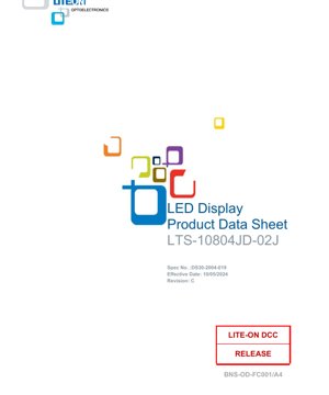 PDF Document Cover - LTS-10804JD-02J LED Display Datasheet - 1.0 Inch Digit Height - Hyper Red (650nm) - 25mA Forward Current - English Technical Document
