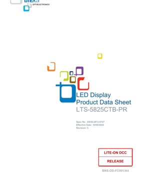 PDF Document Cover - LTS-5825CTB-PR LED Display Datasheet - 0.56-inch Digit Height - InGaN Blue - 3.8V Forward Voltage - English Technical Document