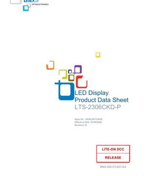 PDF Document Cover - LTS-2306CKD-P LED Display Datasheet - 0.28-inch Digit Height - Hyper Red - 2.6V Forward Voltage - 70mW Power Dissipation - English Technical Document
