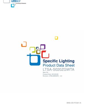 PDF Document Cover - SMD LED LTSA-S020ZGWTA Datasheet - 2.0x1.25x0.8mm - 2.9V - 90mW - Green Diffused - English Technical Document