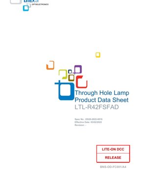 PDF Document Cover - LTL-R42FSFAD LED Lamp Datasheet - T-1 Diameter - Amber Diffused Lens - 2.0V Typ - 52mW - English Technical Document