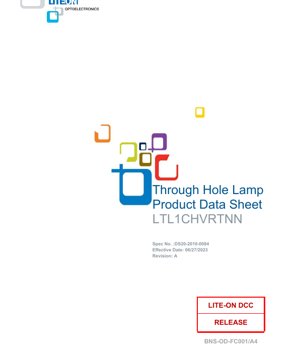 PDF Document Cover - LTL1CHVRTNN Red LED Lamp Datasheet - T-1 Package - 2.4V - 75mW - English Technical Document