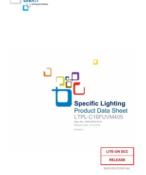 PDF Document Cover - LTPL-C16FUVM405 UV LED Datasheet - 3.2x1.6x1.9mm - 3.1V - 22mW - 405nm - English Technical Document