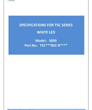 PDF Document Cover - White LED 5050 SMD Datasheet - Size 5.0x5.0x1.9mm - Voltage 25V - Power 5W - English Technical Document