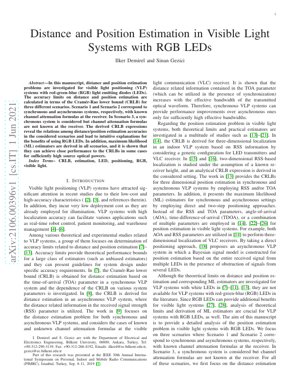 PDF Document Cover - Distance and Position Estimation in Visible Light Systems with RGB LEDs: A CRLB and ML Analysis