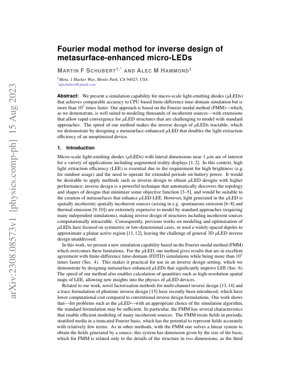 PDF Document Cover - Fourier Modal Method for Inverse Design of Metasurface-Enhanced Micro-LEDs