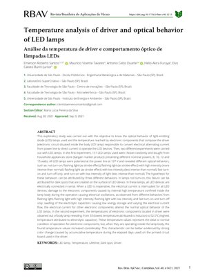 PDF Document Cover - Temperature Analysis of Driver and Optical Behavior of LED Lamps