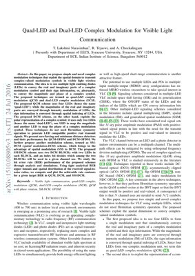 PDF Document Cover - Quad-LED and Dual-LED Complex Modulation for Visible Light Communication: Analysis and Framework